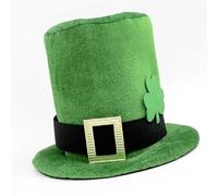 TOWARDSNAN Chapeau vintage trèfle Leprechaun Homburg Panama Western Porkpie Barbe pour les vacances irlandaises Accessoires photo Haut vert pour homme Costume