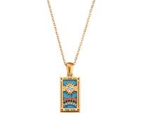 TOWARDSNAN Collier avec pendentif en forme de carte de tarot rétro pour femme avec des motifs zodiaques robustes en acier inoxydable, As shown in the figure, Acier inoxydable
