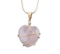 TOWARDSNAN Collier, chaîne en forme de cœur pour femme, bijoux colorés pour petite amie, 40+5cm, Verre + cuivre plaqué or rose 18 carats