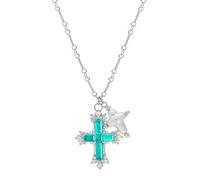 TOWARDSNAN Collier élégant avec pendentif en forme de croix avec perles en alliage pour femme - Longue longueur - Parfait pour un usage quotidien et des cadeaux religieux - Bijoux religieux pour femme