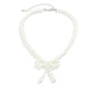 TOWARDSNAN Collier, élégant collier de perles d'imitation avec pendentif en forme de nœud, longueur réglable, pour mariage, fête, bijoux, Dimensions, Métal