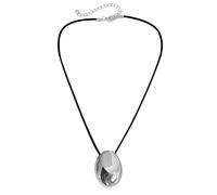 TOWARDSNAN Collier élégant en métal de forme ovale avec pendentif géométrique réglable en cuir PU - Bijoux élégants décontractés et tendance, Silver, Comme décrit, Comme décrit.