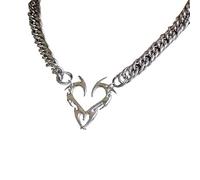 TOWARDSNAN Collier gothique avec pendentif pour femme - Chaîne ras du cou - Totems de flamme - Bijoux en forme d'amour - Accessoires streetwear, As shown in the figure, Métal