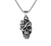 TOWARDSNAN Collier, pendentif Halloween avec serpent et tête de mort en acier inoxydable solide bijoux adolescents pendentifs, As shown in the figure, Acier inoxydable