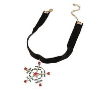 TOWARDSNAN Collier ras du cou style gothique avec flocon de neige et sapin de Noël style punk vintage pour femme, As shown in the figure, Tissu de flocage + alliage + strass