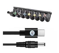 TOWARDSNAN Cordon d'alimentation de type C vers DC5521 5,5 x 2,1 mm 100 cm avec 8 embouts interchangeables pour charger en toute sécurité des appareils 5 V ou inférieurs Convertisseur d'alimentation