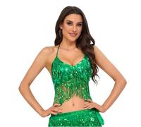 TOWARDSNAN Costume de danse du ventre - Soutien-gorge à paillettes avec coussinet de poitrine pour Halloween, scène, cabaret, bandeau à paillettes avec coussinet de poitrine, Vert, taille unique