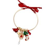 TOWARDSNAN Élégant bracelet de vacances avec breloque chapeau de Noël et ruban métallique pour célébrations du Nouvel An, breloque légère de vacances, taille unique, Comme décrit