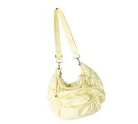 TOWARDSNAN Élégant sac à bandoulière plissé avec cordon de serrage, grande capacité, en nylon, pour le travail ou l'étude, sac à main noir tendance, jaune, One Size