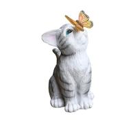 TOWARDSNAN Élégante lampe de jardin solaire en forme de lapin/chat, construction en résine, parfaite pour décorer un cadeau de vacances, décoration de jardin solaire étanche