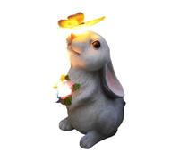 TOWARDSNAN Élégante lampe de jardin solaire en forme de lapin/chat, construction en résine, parfaite pour décorer un cadeau de vacances, décoration de jardin solaire étanche