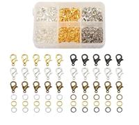 TOWARDSNAN Ensemble de fermoirs mousquetons et anneaux ouverts pour fabrication de bijoux faits à la main, bracelets, colliers, porte-clés, fermoirs mousquetons