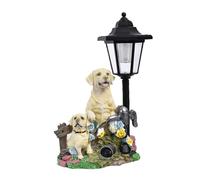 TOWARDSNAN Figurine de chien décorative en résine avec lampe à énergie solaire pour une utilisation en extérieur - Étanche - Sculpture de jardin en résine