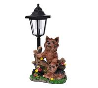 TOWARDSNAN Figurine de chien décorative en résine avec lampe à énergie solaire pour une utilisation en extérieur - Étanche - Sculpture de jardin en résine