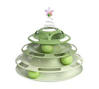 TOWARDSNAN Jouet à 3 tours, balle interactive pour chats d'intérieur avec 3 ressorts, jeu d'exercice amusant, plateau tournant grande pour chats d'intérieur