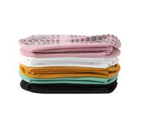 TOWARDSNAN Lot de 5 paires de chaussettes de pilates pour femme - Bout complet - Prévention des chutes - Avec prise en silicone - Respirantes