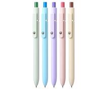 TOWARDSNAN Lot de 5 stylos à encre gel rétractables avec pointe de 0,5 mm, séchage rapide, écriture lisse, pour étudiant, adulte, note, journal, outil d'écriture créative