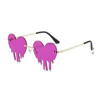 TOWARDSNAN Lunettes de soleil, lunettes de soleil en forme de cœur pour femmes et adolescentes, lunettes d'événement tendance sans monture pour festival de musique et nuit même, violet foncé, See