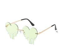 TOWARDSNAN Lunettes de soleil, lunettes de soleil en forme de cœur pour femmes et adolescentes, lunettes d'événement tendance sans monture pour festival de musique et nuit même, Vert, See dimensional