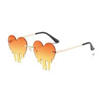 TOWARDSNAN Lunettes de soleil, lunettes de soleil en forme de cœur pour femmes et adolescentes, lunettes d'événement tendance sans monture pour festival de musique et nuit même, Dégradé orange., See