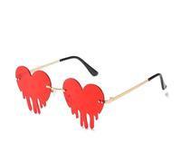 TOWARDSNAN Lunettes de soleil, lunettes de soleil en forme de cœur pour femmes et adolescentes, lunettes d'événement tendance sans monture pour festival de musique et nuit même, rouge vin, See