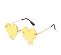 TOWARDSNAN Lunettes de soleil, lunettes de soleil en forme de cœur pour femmes et adolescentes, lunettes d'événement tendance sans monture pour festival de musique et nuit même, jaune, See dimensional