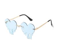 TOWARDSNAN Lunettes de soleil, lunettes de soleil en forme de cœur pour femmes et adolescentes, lunettes d'événement tendance sans monture pour festival de musique et nuit même, bleu clair, See
