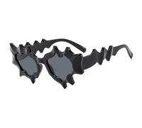 TOWARDSNAN Lunettes de soleil, lunettes futuristes à monture irrégulière, pour adolescentes, hip-hops, tendance, boîte de nuit, fête pour adultes et adolescents, Film noir et gris brillant, See