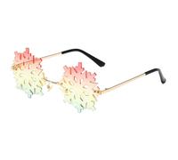 TOWARDSNAN Lunettes de soleil, tendance et colorées en forme de flocon de neige sans monture pour filles, fête de bord de mer, pour prendre des photos, Noël, camping, Jaune/vert, Reference Dimensions