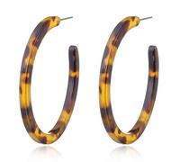 TOWARDSNAN Magnifiques boucles d'oreilles créoles en forme de C marbrées style vintage léopard pour anniversaire de mariage pour petit ami petite amie, As shown in the figure, Résine