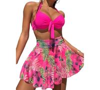 TOWARDSNAN Maillot de bain 3 pièces imprimé souple bretelles spaghetti réglables pour femme