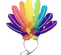 TOWARDSNAN MardiGras Serre-tête indien coloré à plumes Accessoire de déguisement Carnaval Célébration Coiffe FatTuesday Bandeau tendance