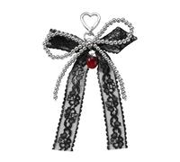 TOWARDSNAN Porte-clés rétro avec nœud en perles délicates - Accessoire de sac - Ruban - Pendentif tendance pour femme, Noir