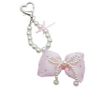 TOWARDSNAN Porte-clés tendance en forme de nœud papillon en forme de nœud papillon coloré avec perles d'imitation pour femme, a, taille unique