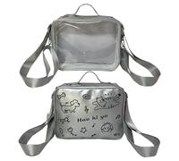 TOWARDSNAN Preppy Styles Ita Sac à dos pour femme Sac à bandoulière pour étudiant l'école chats Sac à main Sac à dos transparent pour femme, Argent Noir Embroïde