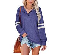 TOWARDSNAN Pull élégant et décontracté pour col en V - Sweat ample à manches longues pour femme - Manteau pour femme - Mère fille - Pull ample à manches longues - Sweat-shirt décontracté à col en V