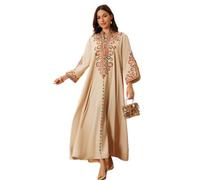 TOWARDSNAN Robe caftan brodée pleine longueur robe de prière Moyen-Orient robe modeste mode robe, abricot, M
