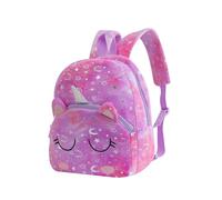 TOWARDSNAN Sac à dos d'école pratique pour enfants à partir de 3 ans - Confortable - Thème animal - Tissu en peluche douce - Sac à dos en peluche pour enfant, violet