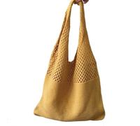 TOWARDSNAN Sac à main tricoté tendance pour femme élégant et spacieux, parfait pour le travail, l'école et l'exercice, sac à tricoter tendance et élégant, jaune