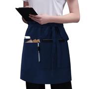 TOWARDSNAN Tablier de serveur court noir avec 3 poches pour serveur, cuisine, vaisselle, nettoyage, Bleu caché., taille unique