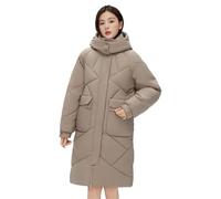 TOWARDSNAN Veste d'hiver chaude à fermeture éclair vers le haut pour femme - Longueur moyenne amovible - Capuche ample et épaisse - Parkas avec poches - Manteau d'hiver tendance et confortable