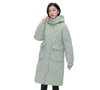 TOWARDSNAN Veste d'hiver chaude à fermeture éclair vers le haut pour femme - Longueur moyenne amovible - Capuche ample et épaisse - Parkas avec poches - Manteau d'hiver tendance et confortable, Vert