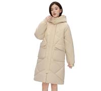 TOWARDSNAN Veste d'hiver chaude à fermeture éclair vers le haut pour femme - Longueur moyenne amovible - Capuche ample et épaisse - Parkas avec poches - Manteau d'hiver tendance et confortable, blanc