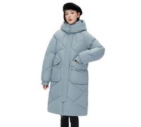 TOWARDSNAN Veste d'hiver chaude à fermeture éclair vers le haut pour femme - Longueur moyenne amovible - Capuche ample et épaisse - Parkas avec poches - Manteau d'hiver tendance et confortable, bleu