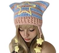 TOWARDSNAN Y2K-Girl Bonnet d'hiver en tricot décontracté avec oreilles crochetées