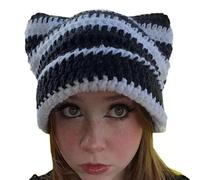 TOWARDSNAN Y2K-Girl Bonnet d'hiver en tricot décontracté avec oreilles crochetées