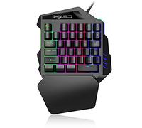 TOWEAR Clavier de jeu, 35 touches, clavier de jeu mécanique à une main avec rétroéclairage LED, repose-poignet, clavier de jeu filaire USB pour jeux LOL/PUBG, Mac/Window/PC