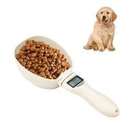TOWEAR Cuillère de mesure de nourriture pour animaux domestiques, numérique, précision 10g, max 800g, cuisine, chat, chien, oiseau, moderne, blanc et orchidée, 23cm