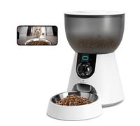 TOWEAR Mangeoire automatique pour animaux de compagnie avec caméra, 5 GHz/2,4 GHz WiFi pour chat, capacité de 4 L, 1 à 10 repas/jour avec rappel de batterie faible, voix bidirectionnelle avec bol en