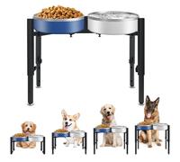 TOWEAR Support surélevé pour chien avec 4 hauteurs réglables, 20 à 30 cm de large, support stable et antidérapant pour gamelle d'alimentation pour chien (support uniquement) (quadrilatère)